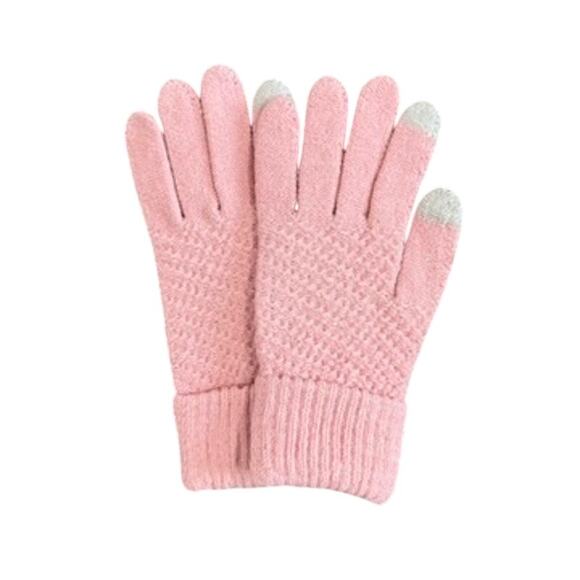 Knitted Tech Friendly Gloves in Pink - Picture 1 of 3